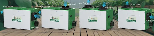 coairo dehumidifier in greenhouse